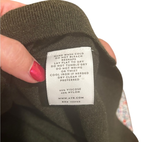 AYR olive green ribbed turtleneck sweater size XL classic preppy old money - Picture 5 of 10